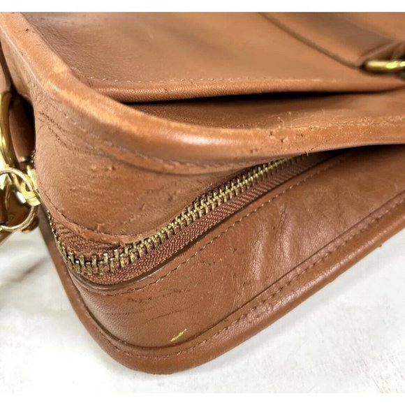 Coach Brown Leather Multi Compartment Briefcase w/ Replacement Strap- Distressed - Picture 11 of 12